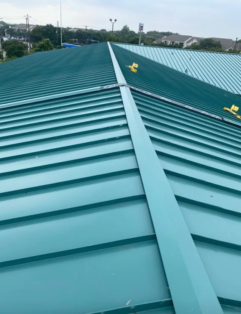 Green commercial metal roof ridge and valley for Metal Roof Repair in Maili